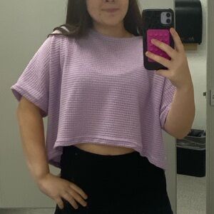 SHEIN Purple Waffle Knit Crop Top